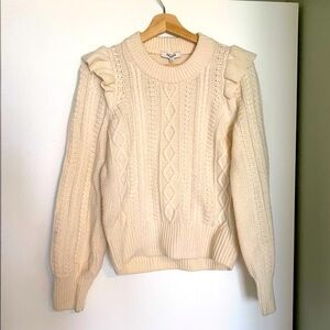 Madewell Hollydene Ruffle-Shoulder Pullover Sweater